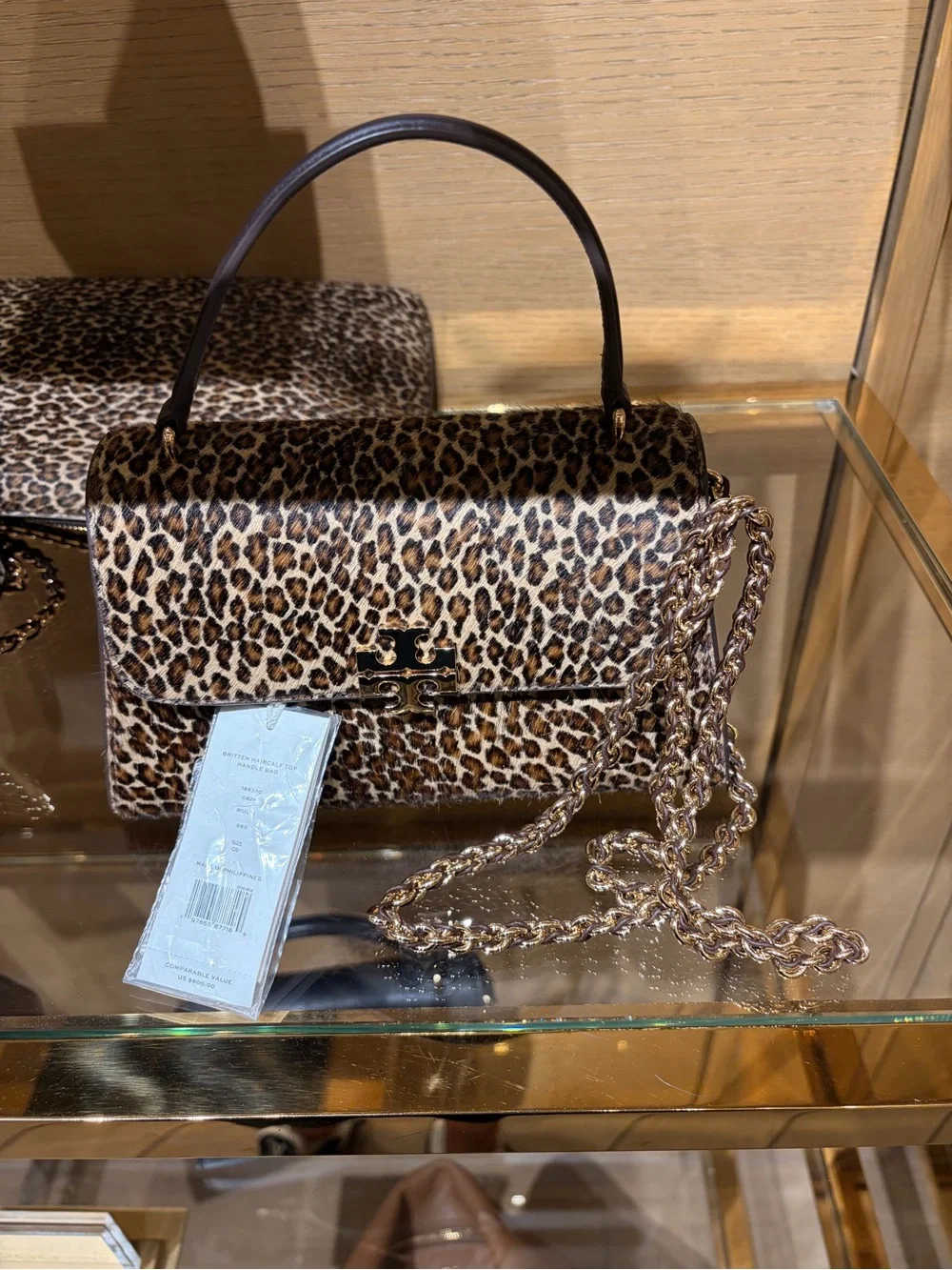 Tory Burch Britten Leopard haircalf Shoulder & Top-Handle Bag mini - Brown/Black